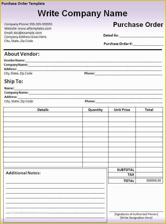 Free Blank Purchase order Template Of 10 Purchase order Templates