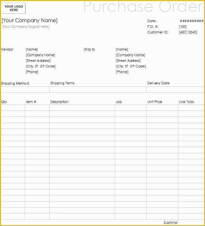 Free Blank Purchase order Template Of 15 Samples Of Purchase order Templates In Word Excel