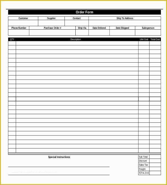 Free Blank Purchase order Template Of 41 Blank order form Templates Pdf Doc Excel