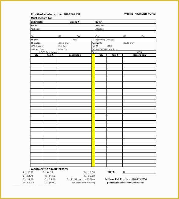 Free Blank Purchase order Template Of 41 Blank order form Templates Pdf Doc Excel