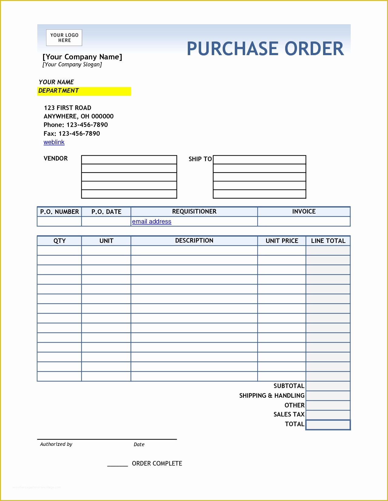 Free Blank Purchase order Template Of 5 order form Template Excel