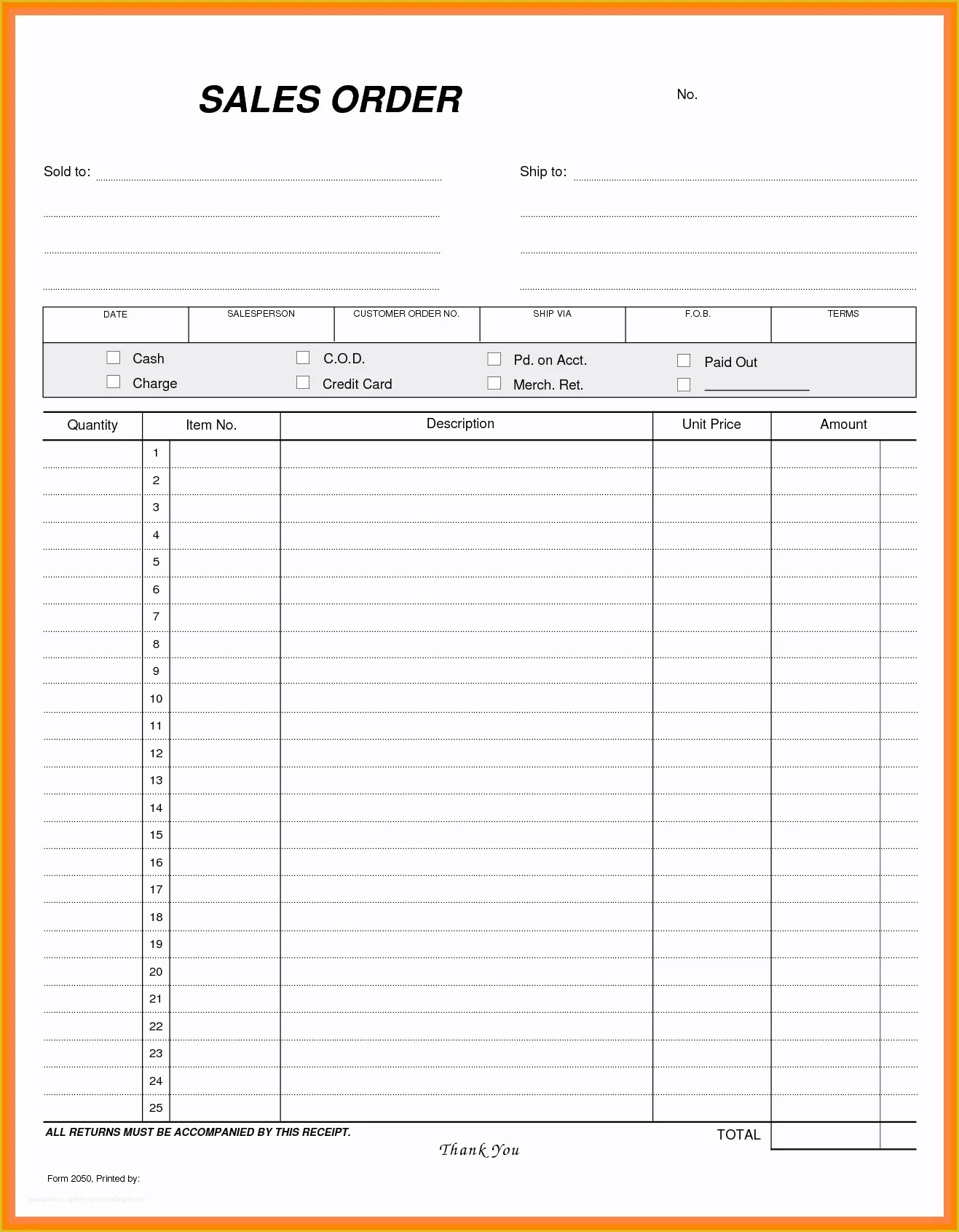 Free Blank Purchase order Template Of 9 Blank order Slip