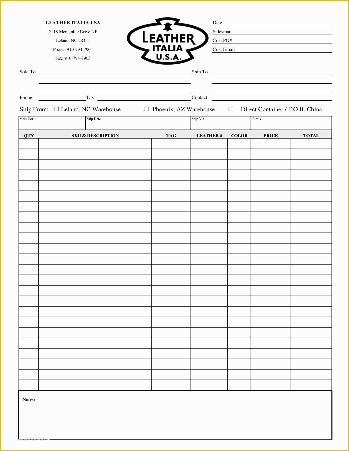 Free Blank Purchase order Template Of Blank order form Template Excel