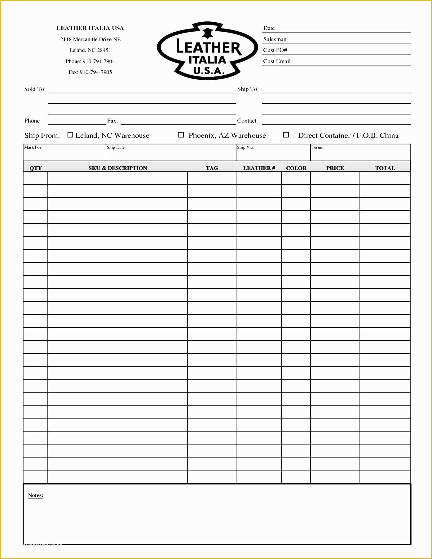 Free Blank Purchase order Template Of Blank order form Template Excel