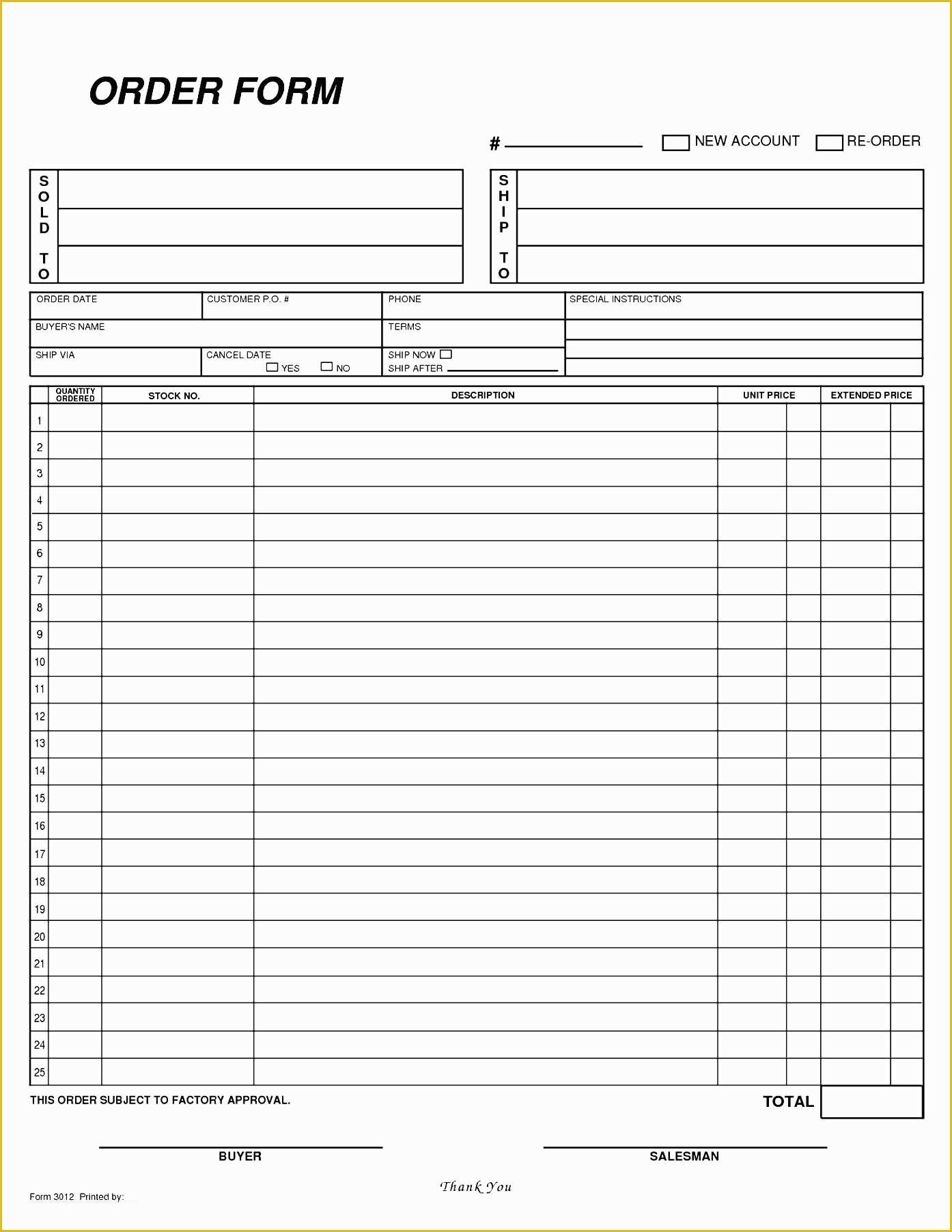 Free Blank Purchase order Template Of Free Blank order form Template Besttemplates123