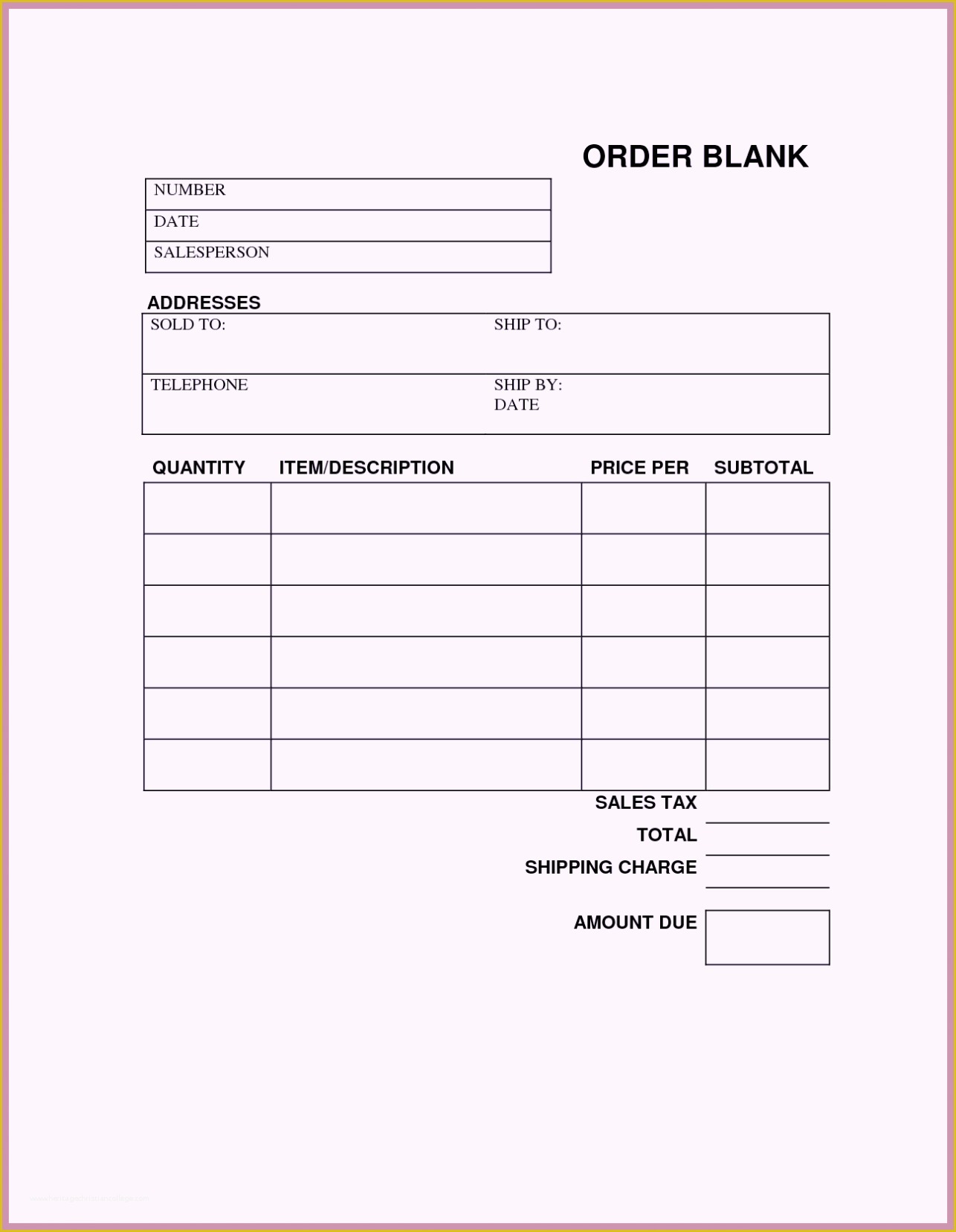 Free Blank Purchase order Template Of Free Purchase order form Template Excel Word Sample