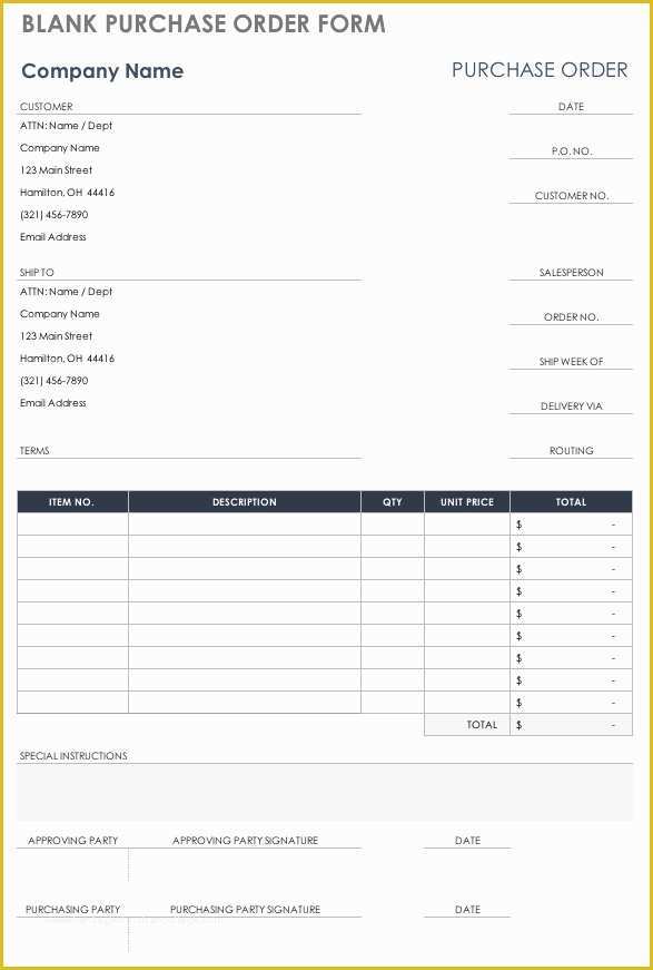 Free Blank Purchase order Template Of Free Purchase order Templates