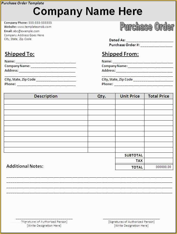 Free Blank Purchase order Template Of New Blank Purchase order