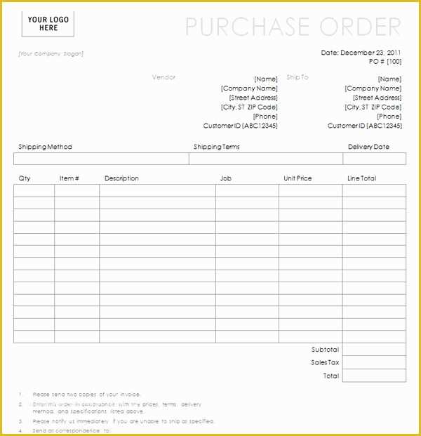 Free Blank Purchase order Template Of order form Template Search Results