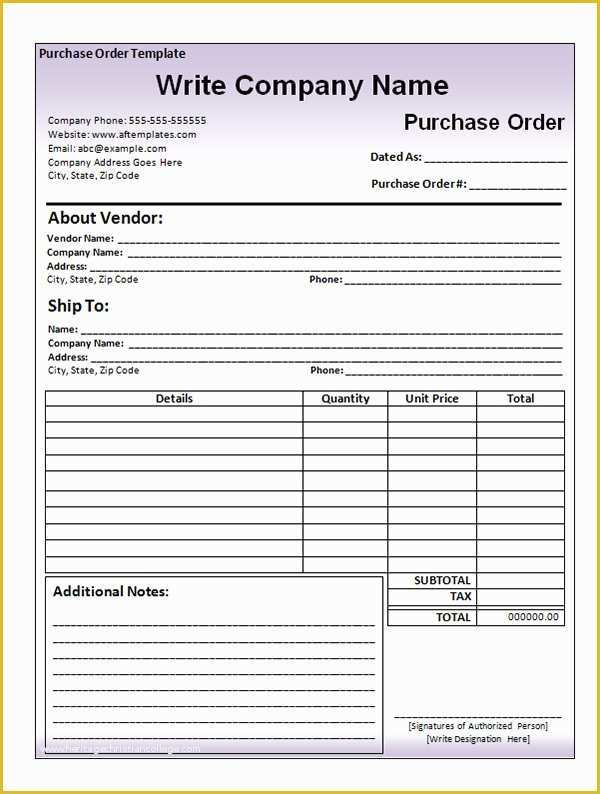 Free Blank Purchase order Template Of Purchase order Template 18 Download Free Documents In