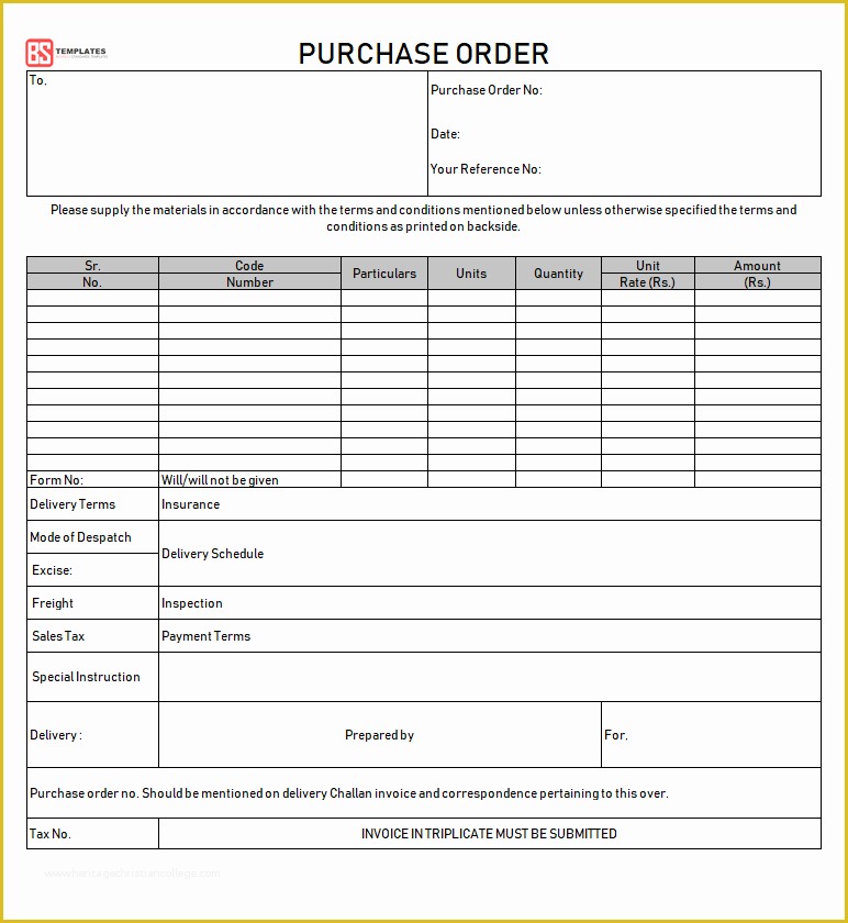 Free Blank Purchase order Template Of Purchase order Templates