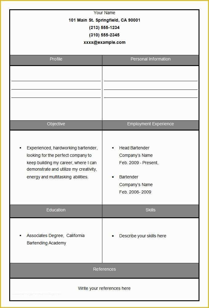 Free Blank Resume Templates Printable Of 46 Blank Resume Templates Doc Pdf