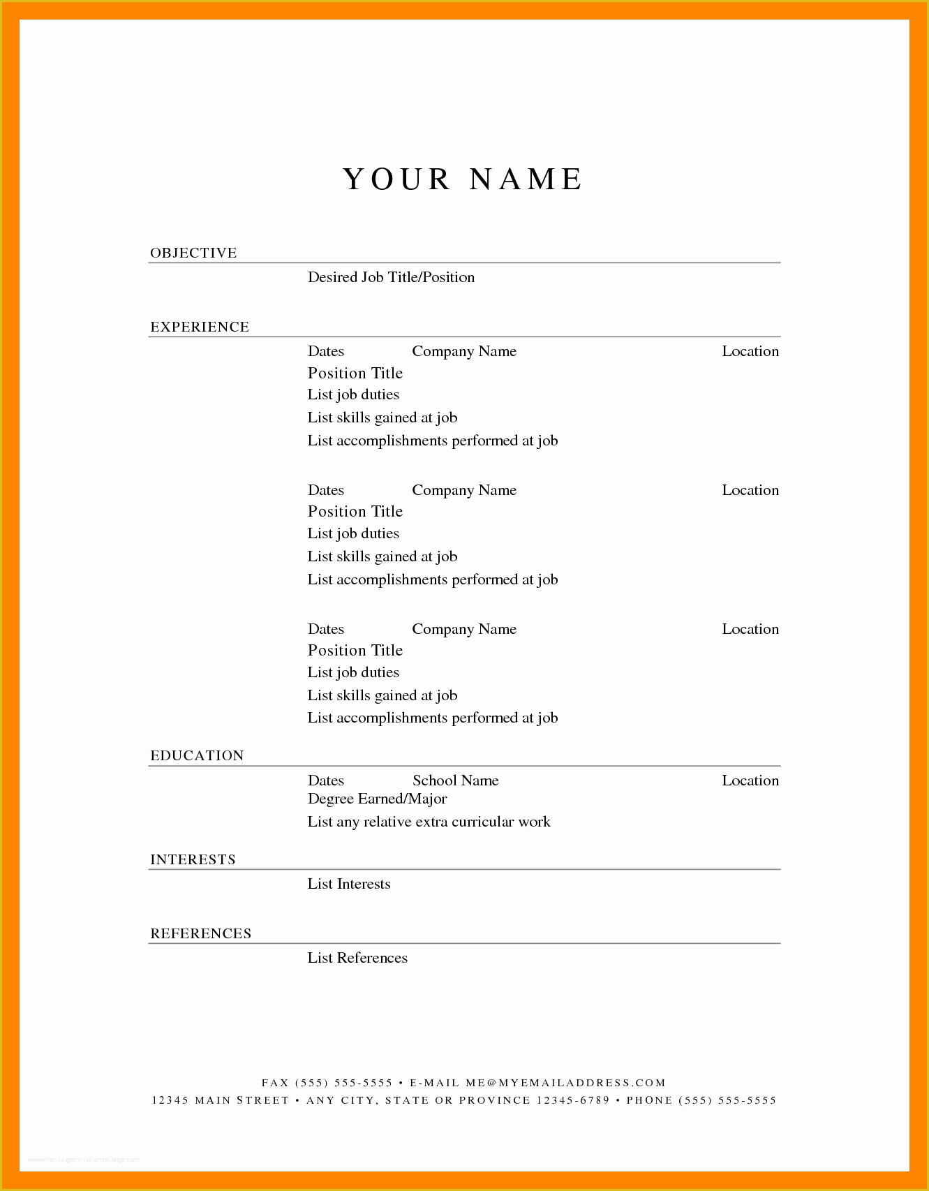 Free Blank Resume Templates Printable Of 6 Free Printable Fill In The 