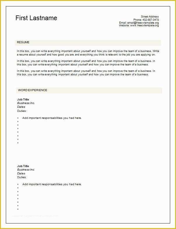 Free Blank Resume Templates Printable Of 7 Free Blank Cv Resume Templates for – Free Cv