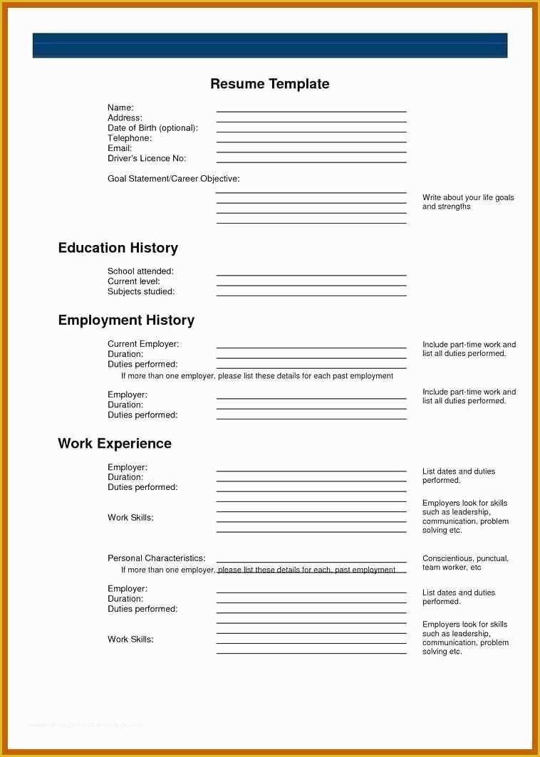 Free Blank Resume Templates Printable Of 9 10 Blank Basic Resume Templates