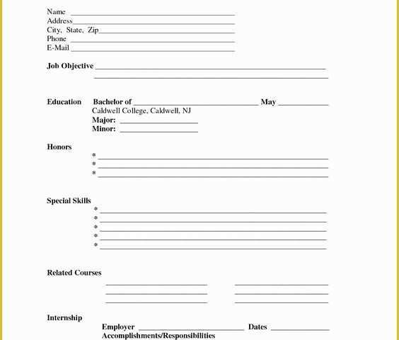 Free Blank Resume Templates Printable Of Free Printable Blank Resume forms
