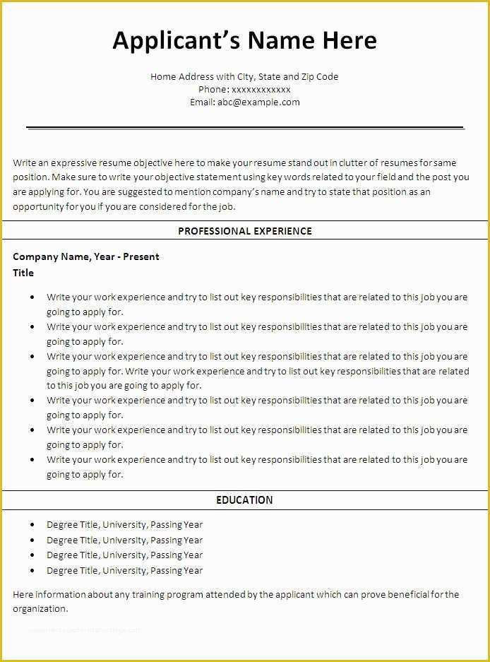 Free Blank Resume Templates Printable Of Free Printable Sample Resume Templates