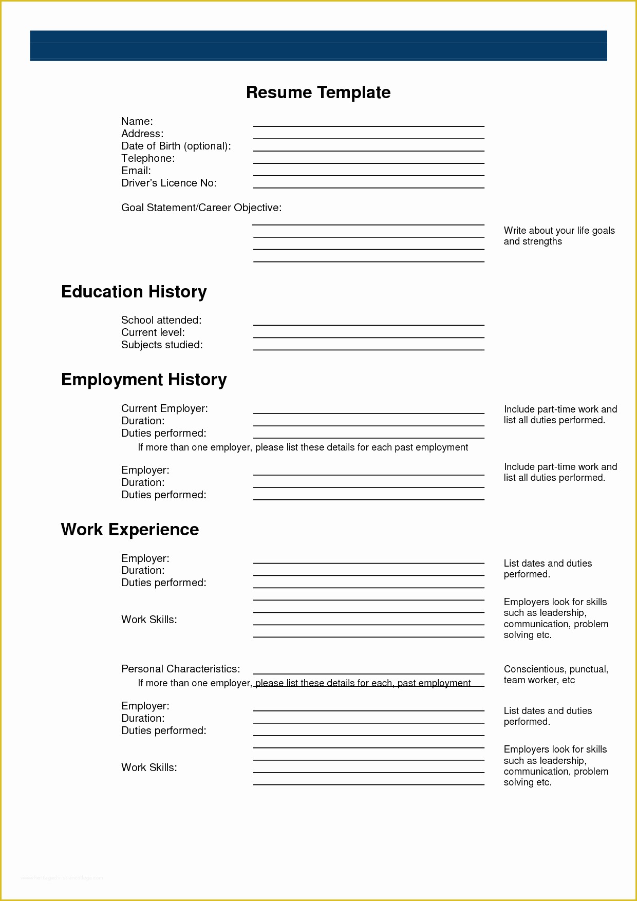 Free Blank Resume Templates Printable Of Free Printable Sample Resume Templates