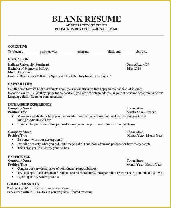 Free Blank Resume Templates Printable Of Printable Resume Template 35 Free Word Pdf Documents