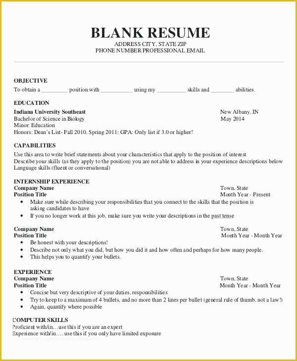 Free Blank Resume Templates Printable Of Resume format Blank Empty Resume format Empty Resume