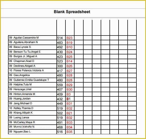 Free Blank Spreadsheet Templates Of Blank Spreadsheet Template 7 Download Documents for Pdf