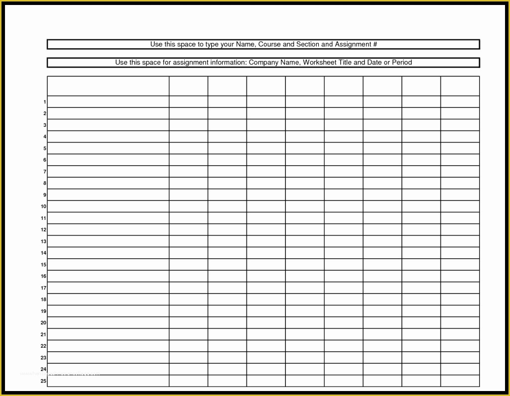 Blank 5 Column Chart Template