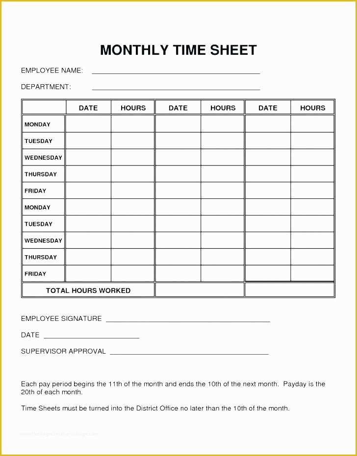 Free Blank Time Card Template Of 15 Blank Timesheets