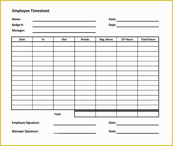 Free Blank Time Card Template Of 17 Timesheet Calculator Templates to Download for Free