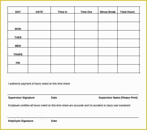 Free Blank Time Card Template Of 29 Free Timesheet Templates – Free Sample Example format