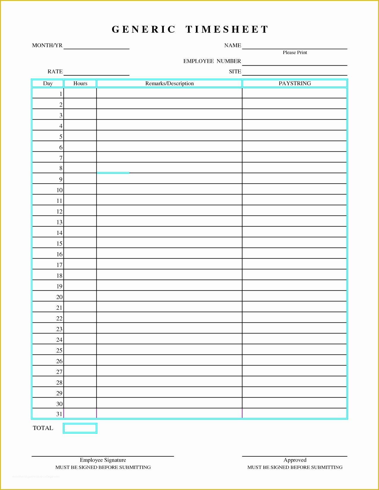 Free Blank Time Card Template Of 4 Best Of Free Printable Monthly Timesheet Template