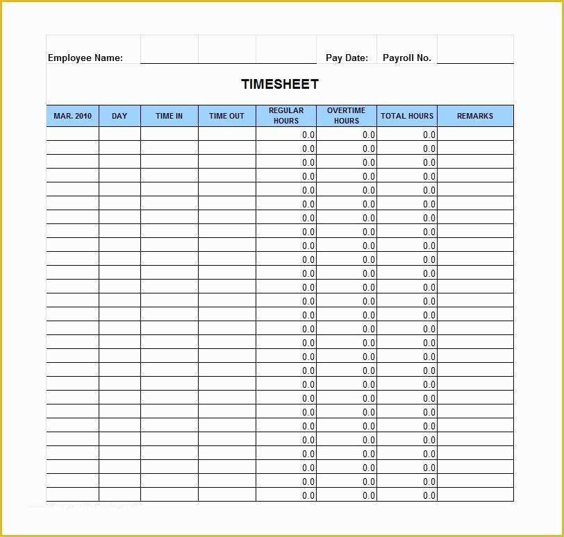 Time Card Templates Free Printable