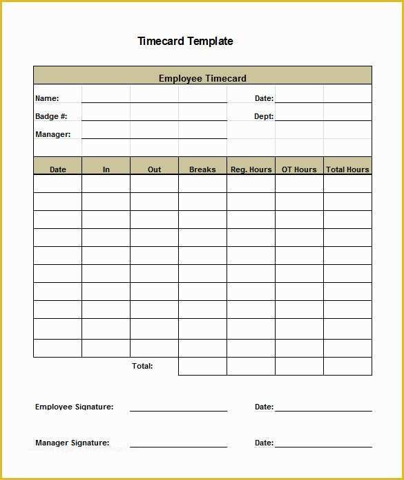 Free Blank Time Card Template Of 7 Printable Time Card Templates Doc Excel Pdf