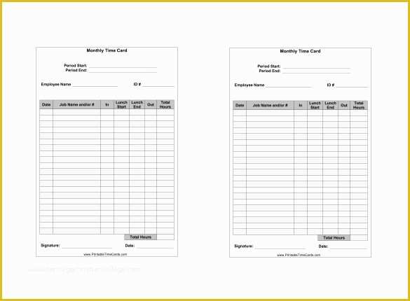 Free Blank Time Card Template Of 7 Printable Time Card Templates Doc Excel Pdf