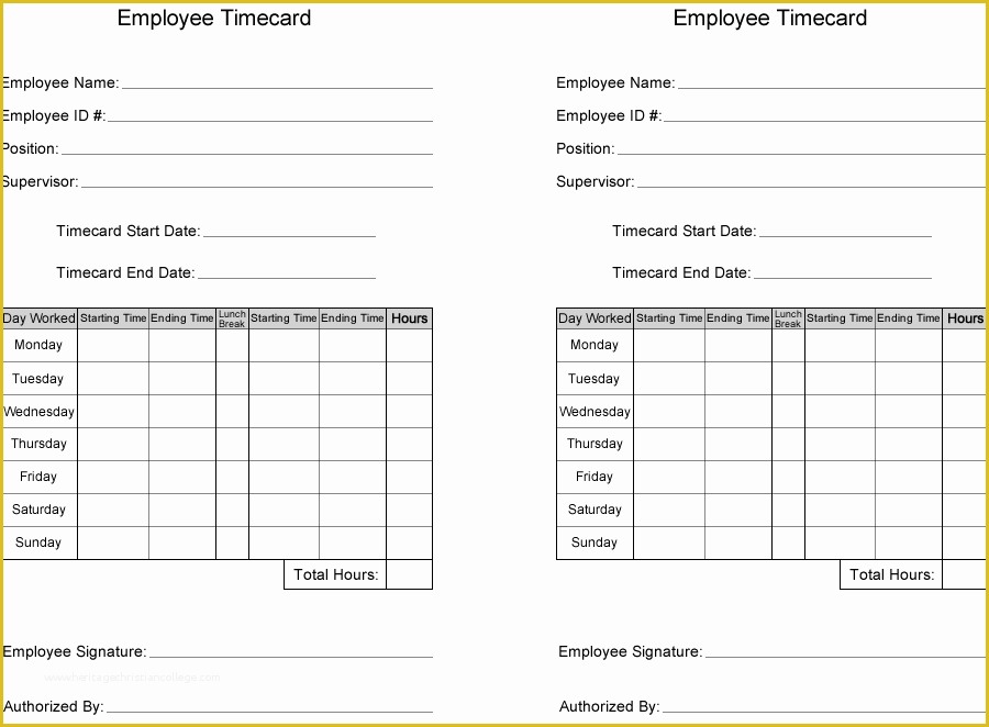 Free Blank Time Card Template Of Free Time Card Template