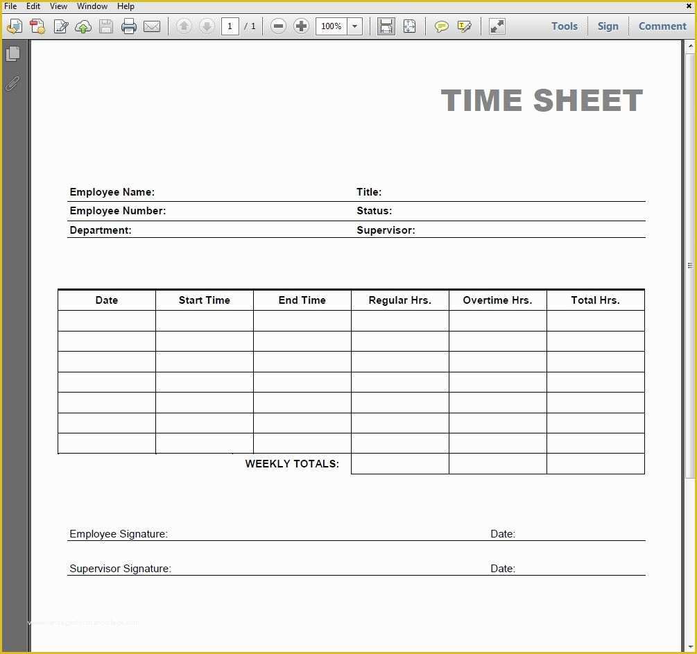Free Blank Time Card Template Of Printable Blank Pdf Time Card