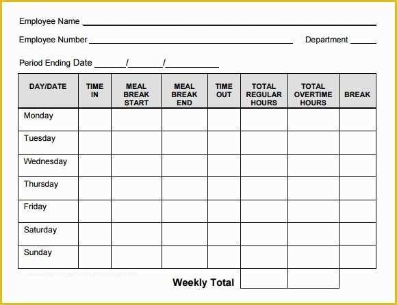 Free Blank Time Card Template Of Printable Blank Pdf Time Card Time Sheets Excel Template