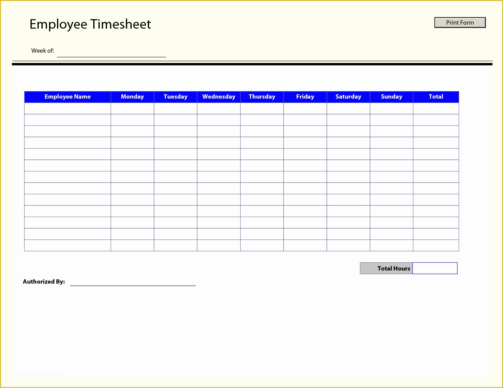 Free Blank Time Card Template Of Printable Time Sheets