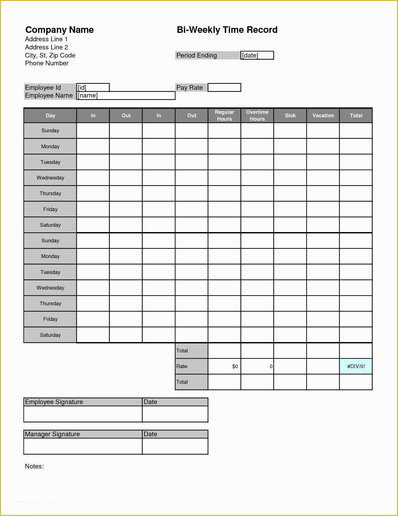 Free Blank Time Card Template Of Time Card Template