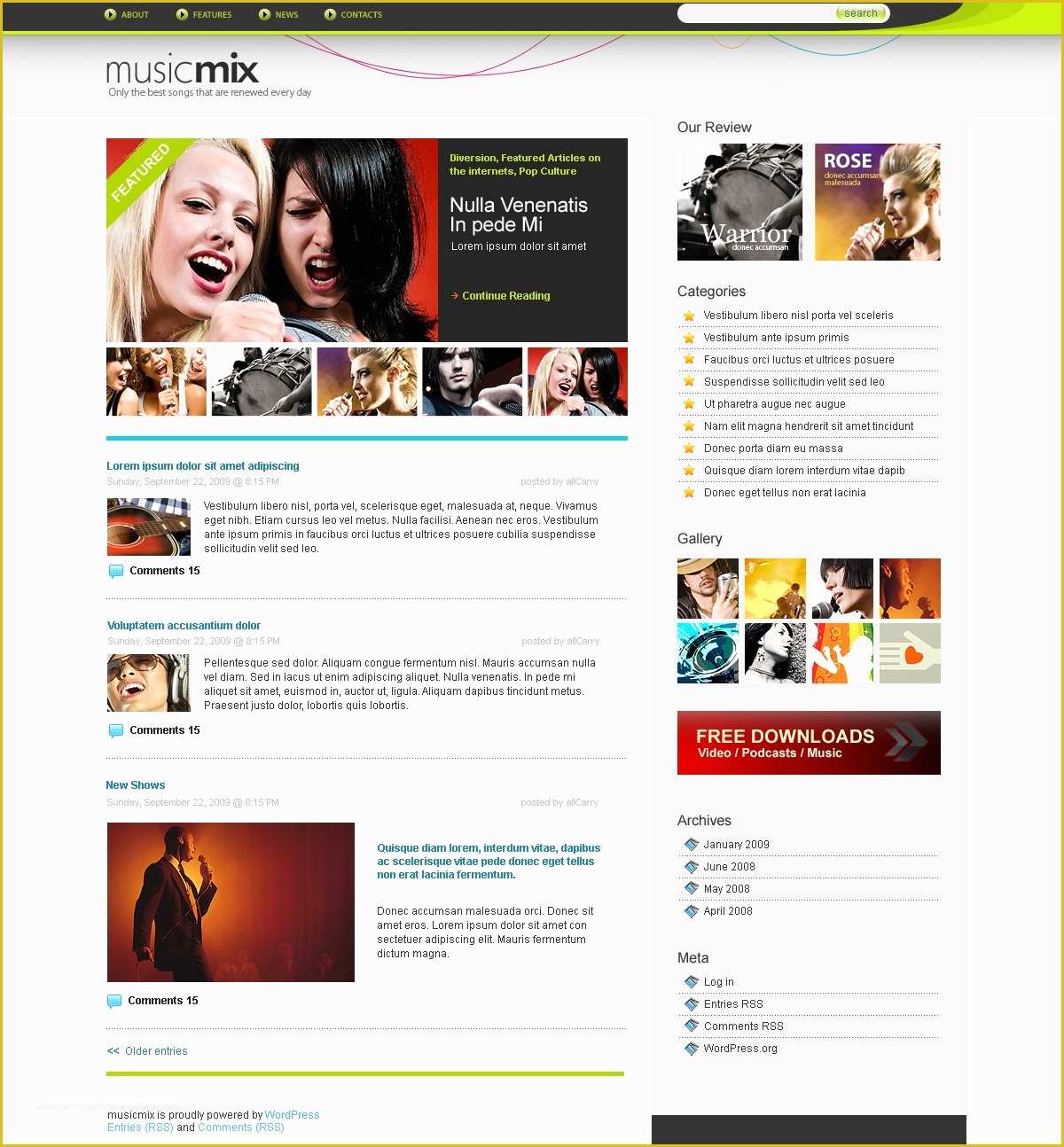 Free Blogger Music Templates Of Music Blog Wordpress theme
