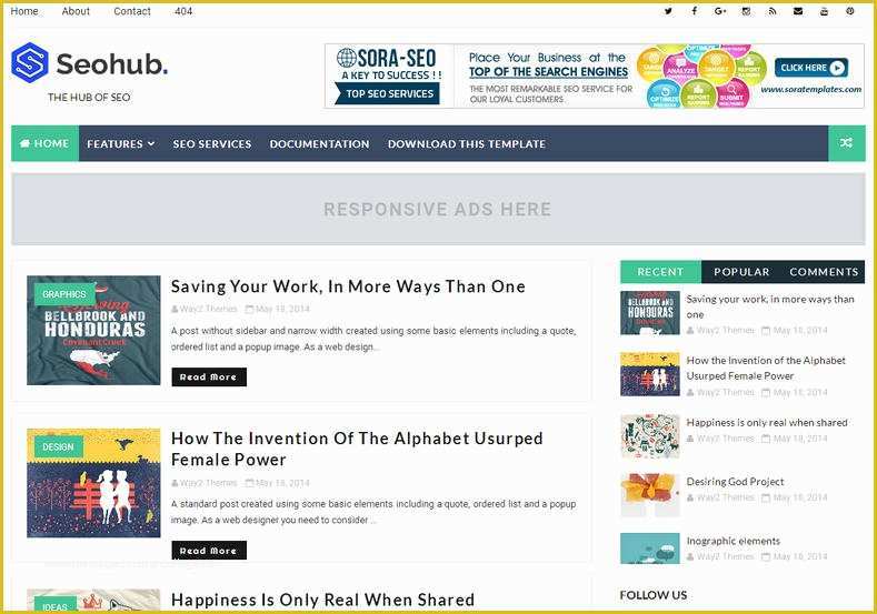 Free Blogger Templates Look Like Website Of Seohub Fast Loading Blogger Template Free Graphics