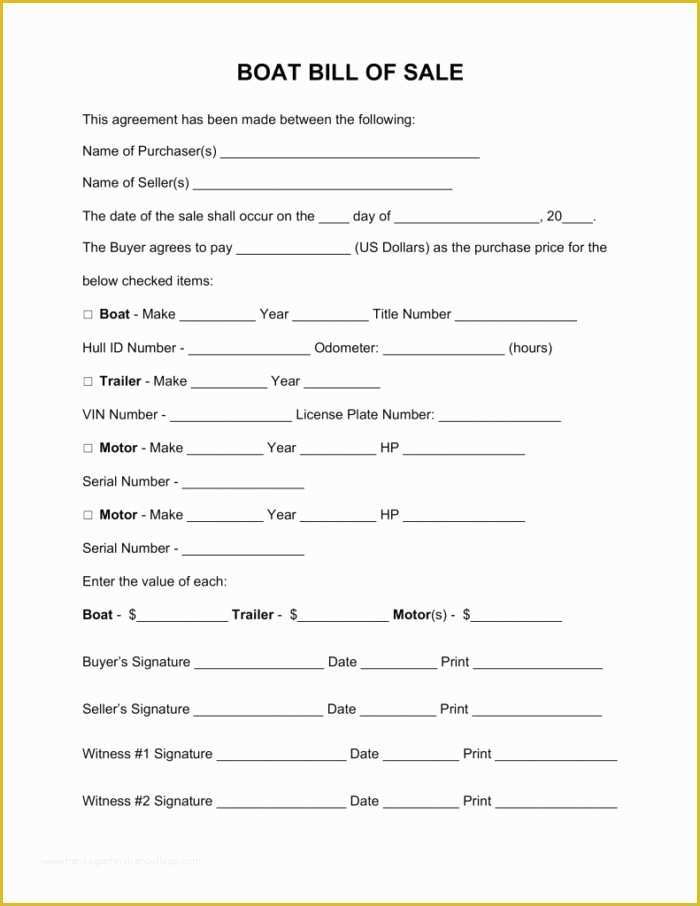 Free Boat Sharing Agreement Template Of Bill Sale Template Boat Bc Templates Resume