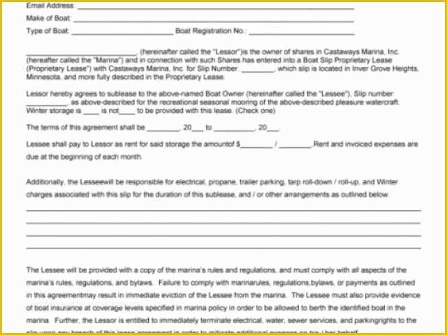 Free Boat Sharing Agreement Template Of the Image Of Boat Slip Rental Agreement Template Editable