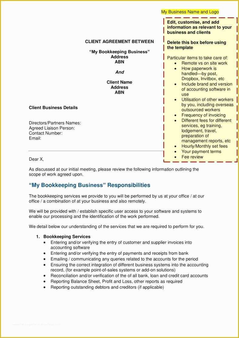 Free Bookkeeping Services Agreement Template Of 6 Bookkeeping Contract Templates Pdf