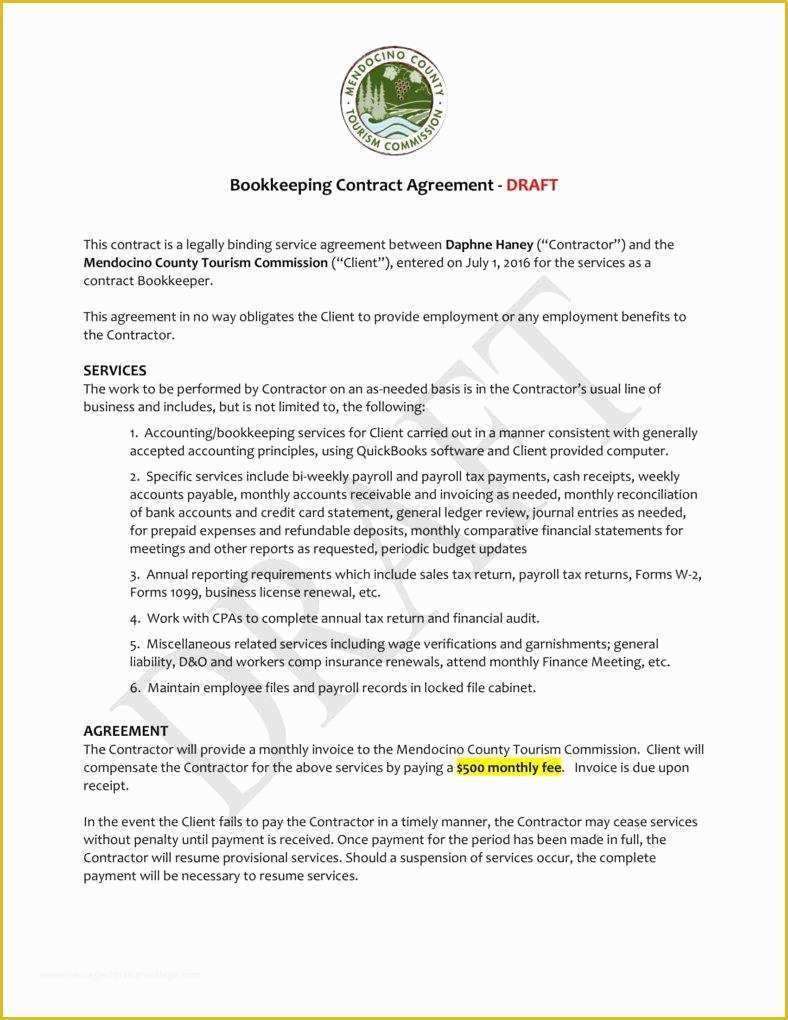 Free Bookkeeping Services Agreement Template Of 6 Bookkeeping Contract Templates – Pdf