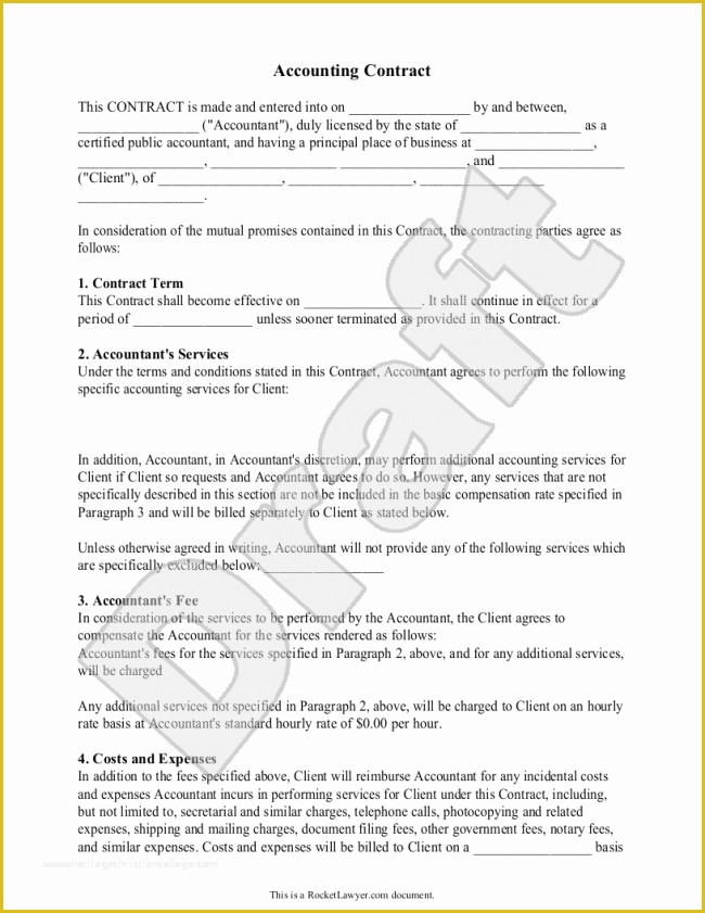 Free Bookkeeping Services Agreement Template Of Accounting Contract Template