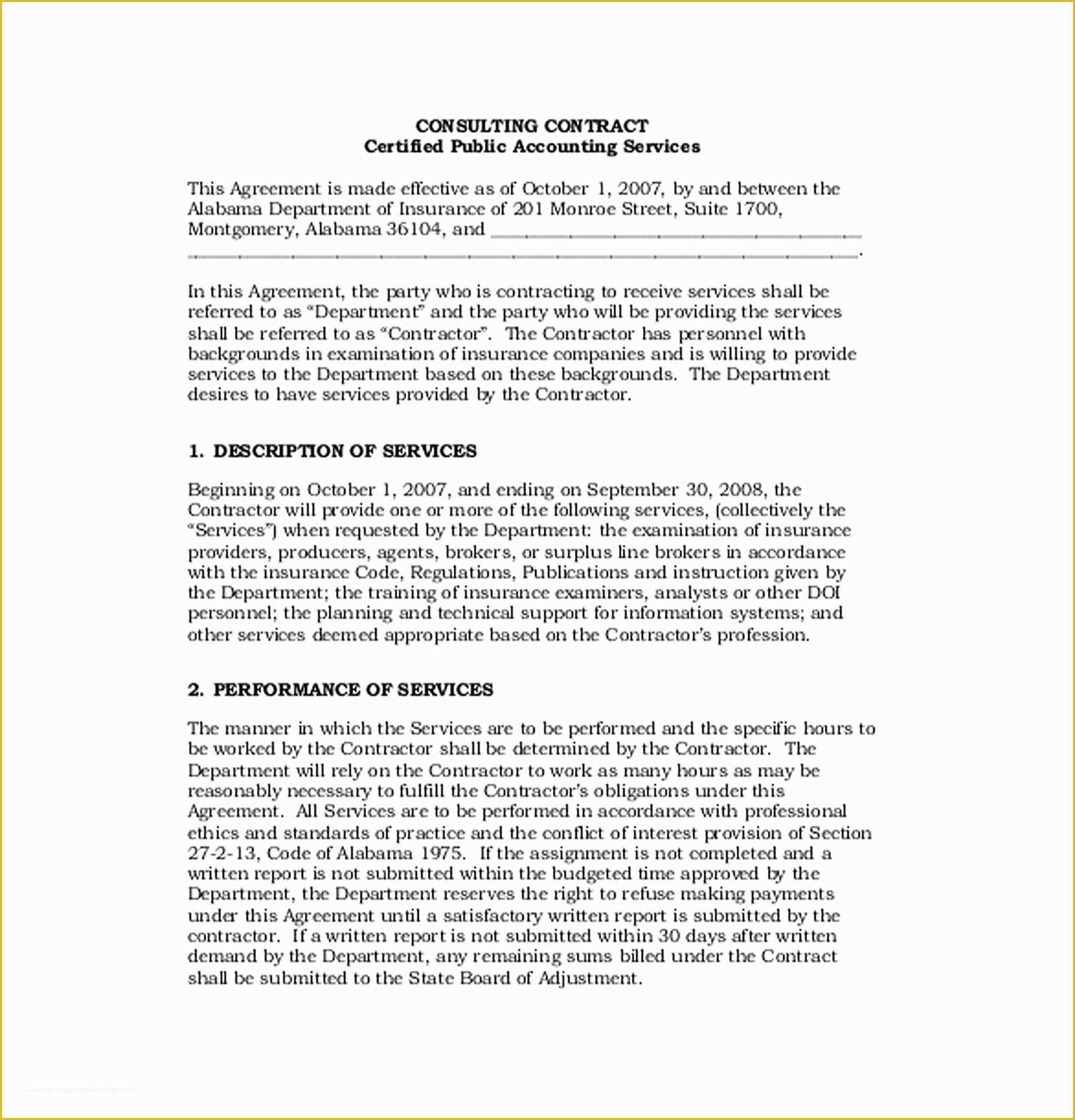 Free Bookkeeping Services Agreement Template Of Free Consulting Contract Agreement Template 9