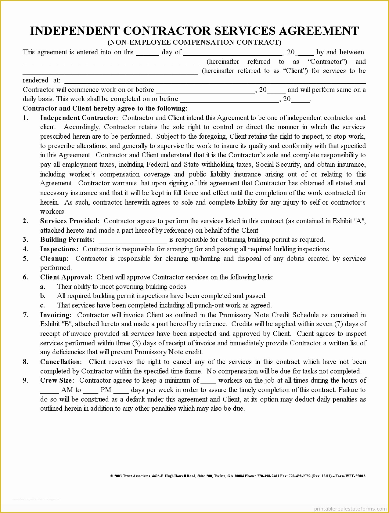 Free Bookkeeping Services Agreement Template Of Free Printable Independent Contractor Agreement form