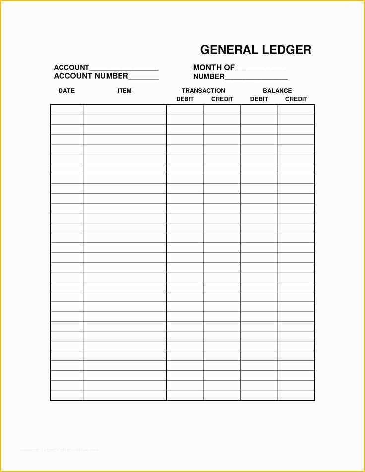 Free Bookkeeping Templates Of Free Printable General Ledger Sheet Business