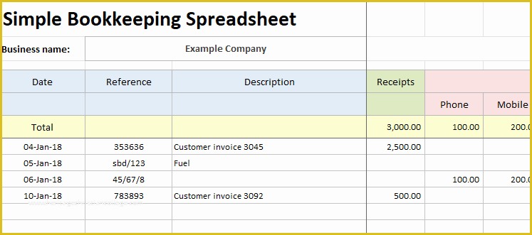 Free Bookkeeping Templates Of Simple Bookkeeping Spreadsheet