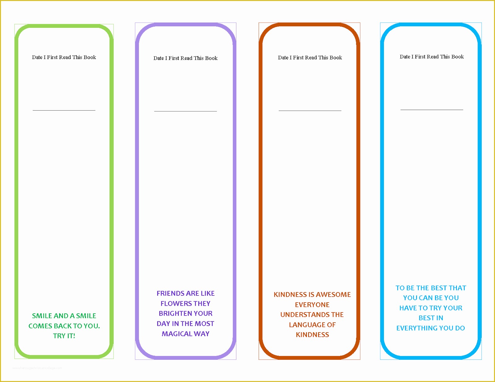 Editable Bookmark Template